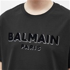Balmain Men's Flock & Foil Paris Logo T-Shirt in Black/Silver