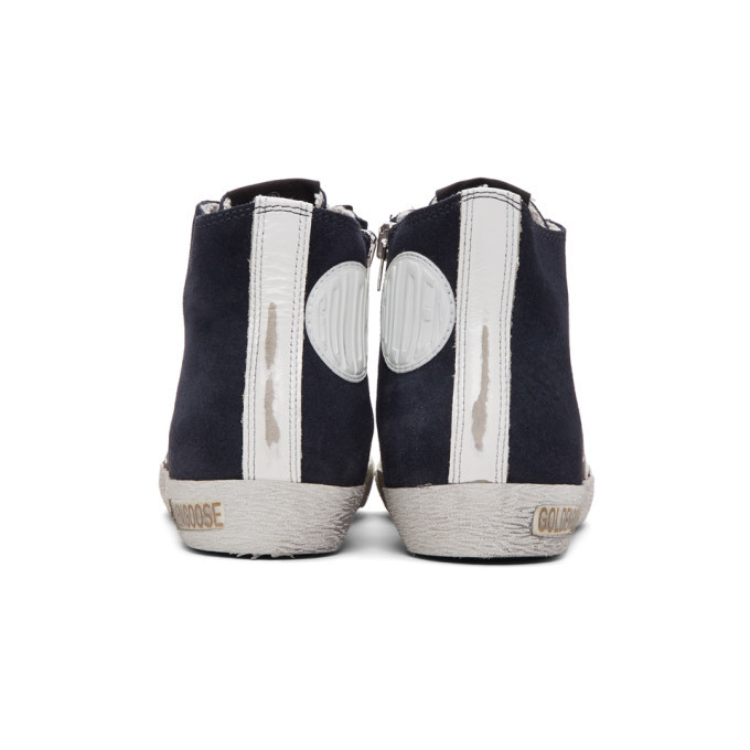 Golden Goose Navy Suede Francy High-Top Sneakers Golden