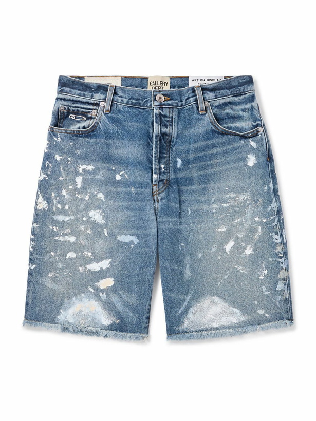 Photo: Gallery Dept. - Ventura Straight-Leg Distressed Paint-Splattered Denim Shorts - Blue