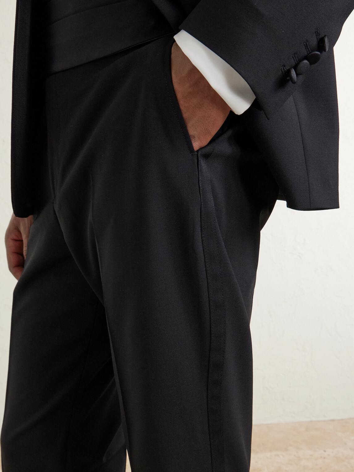Favourbrook - Straight-Leg Wool-Blend Tuxedo Trousers - Black