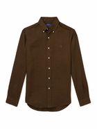 Polo Ralph Lauren - Button-Down Collar Logo-Embroidered Linen Shirt - Brown