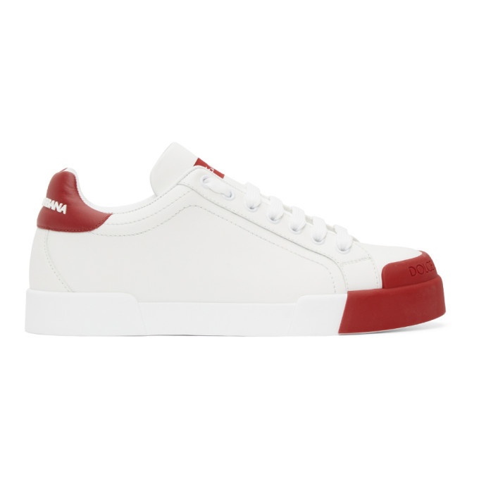 Photo: Dolce and Gabbana White and Red Portofino Sneakers