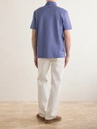 Zegna - Knitted Cotton-Piqué Polo Shirt - Blue