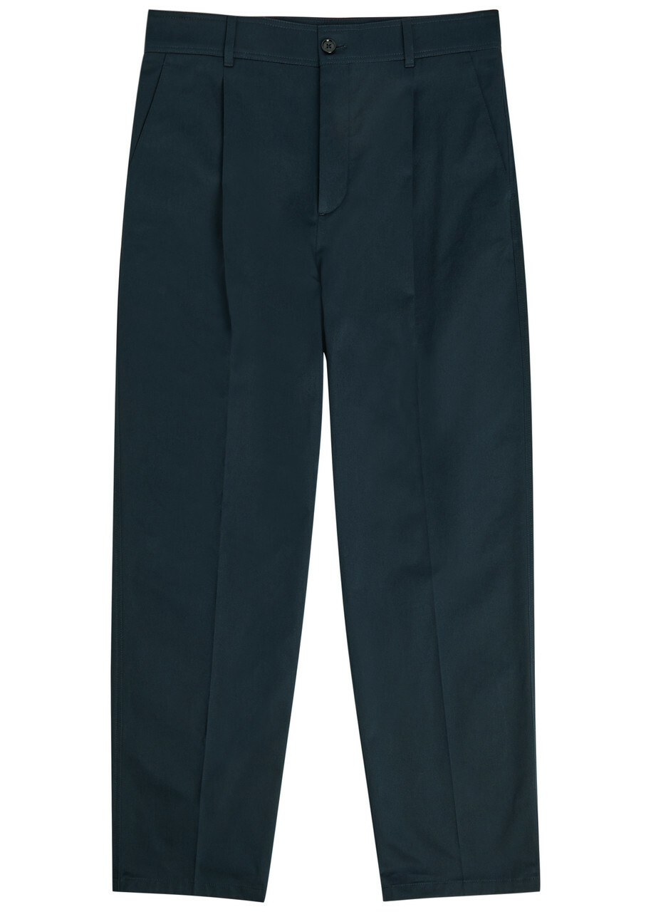 Valentino Garavani Logo-embroidered Twill Chino Trousers Navy