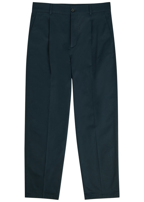 Photo: Valentino Garavani Logo-embroidered Twill Chino Trousers Navy