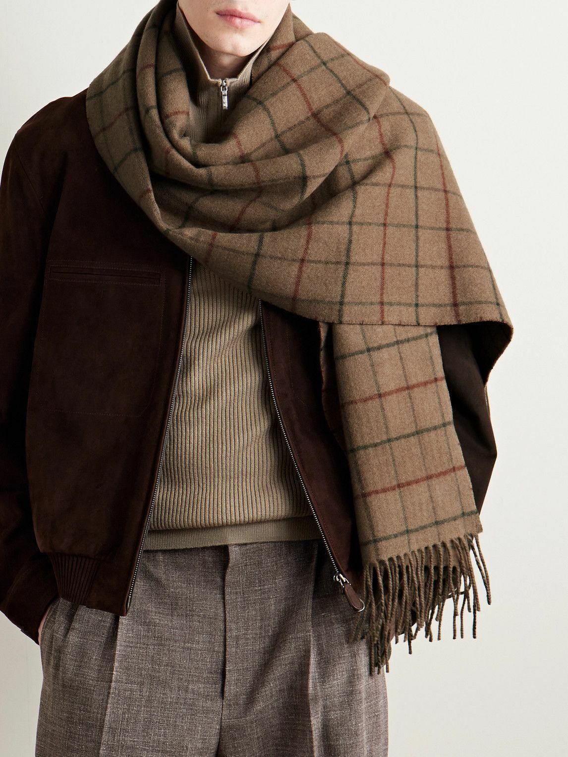 Loro Piana - Double Belt Fringed Checked Cashmere Scarf