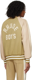 Rhude Beige Paneled Bomber Jacket