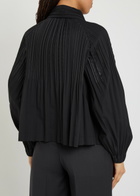 Pleats Please Issey Miyake Double-breasted Pleated Woven Coat Black