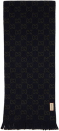 Gucci Green & Navy Jacquard GG Scarf