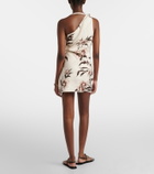 SIR Floral one-shoulder linen minidress