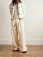 Casablanca - Appliquéd Striped Bouclé Track Jacket - White