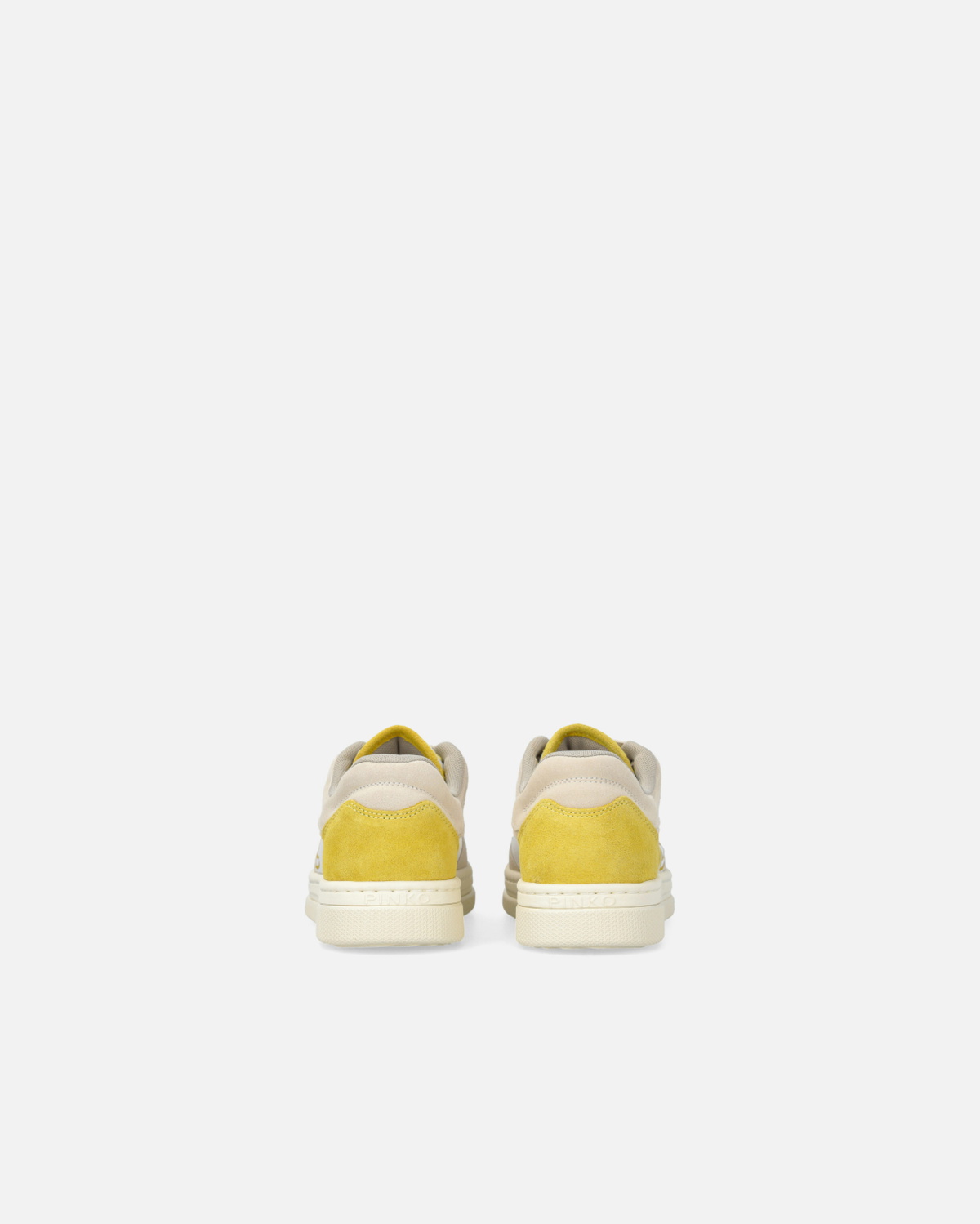 Pinko Flat Leather Sneakers With Contrasting Logo White/Lime
