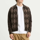 thisisneverthat Men's Argyle Zip Knit Cardigan in Brown