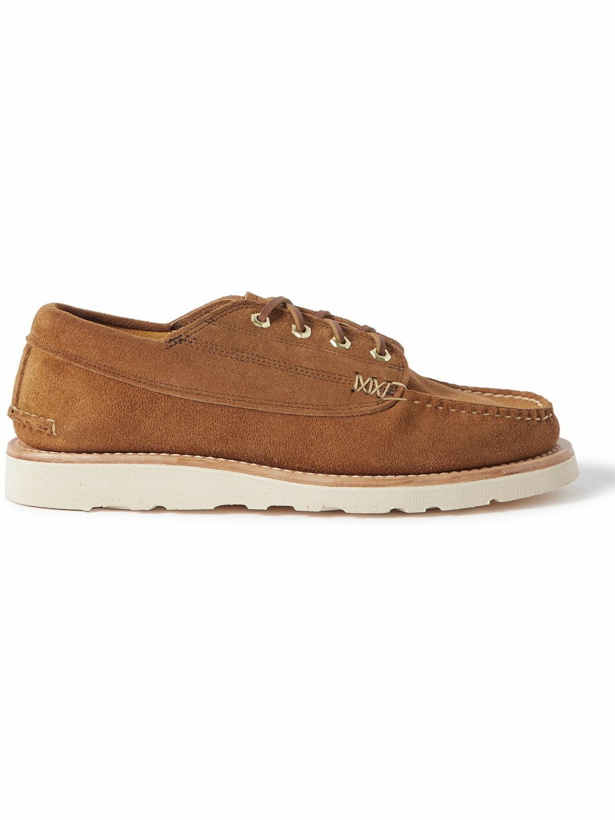 Photo: Yuketen - Angler Suede Boat Shoes - Brown