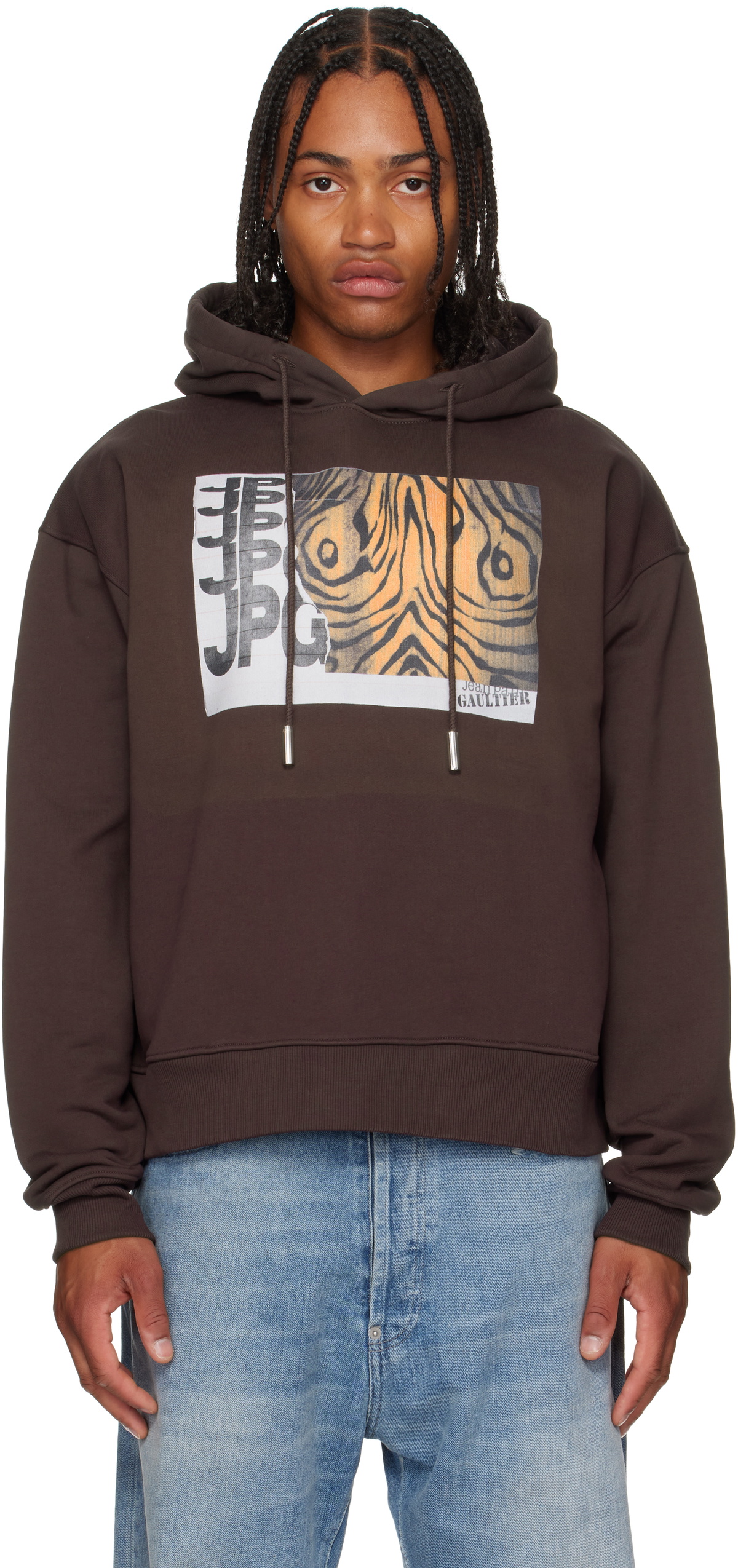 Jean Paul Gaultier Brown Printed Wood Hoodie