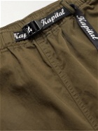 KAPITAL - Wide-Leg Belted Logo-Print Cotton-Twill Bermuda Shorts - Green