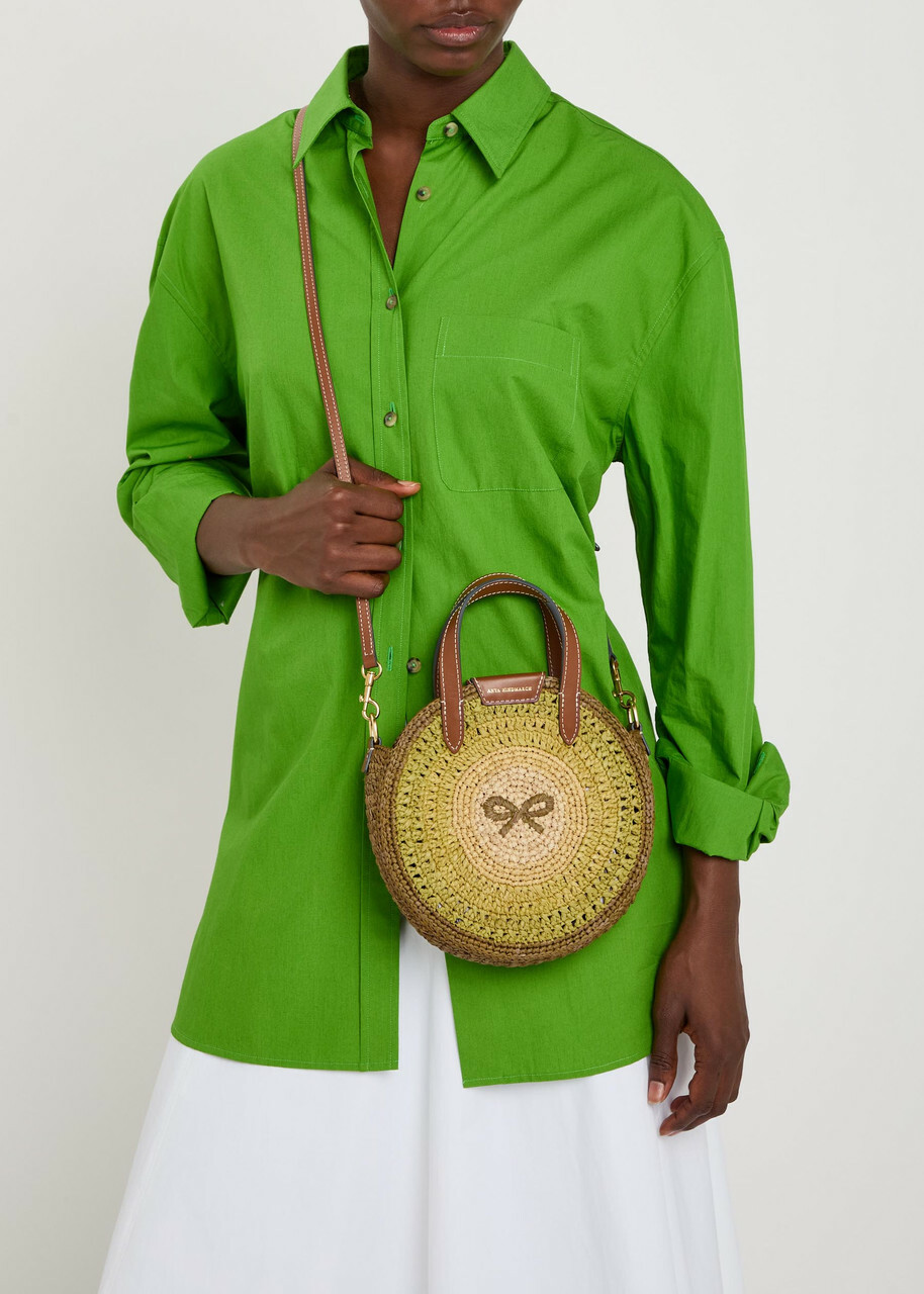 Anya Hindmarch Small Round bow Raffia Tote bag - Green - One Size