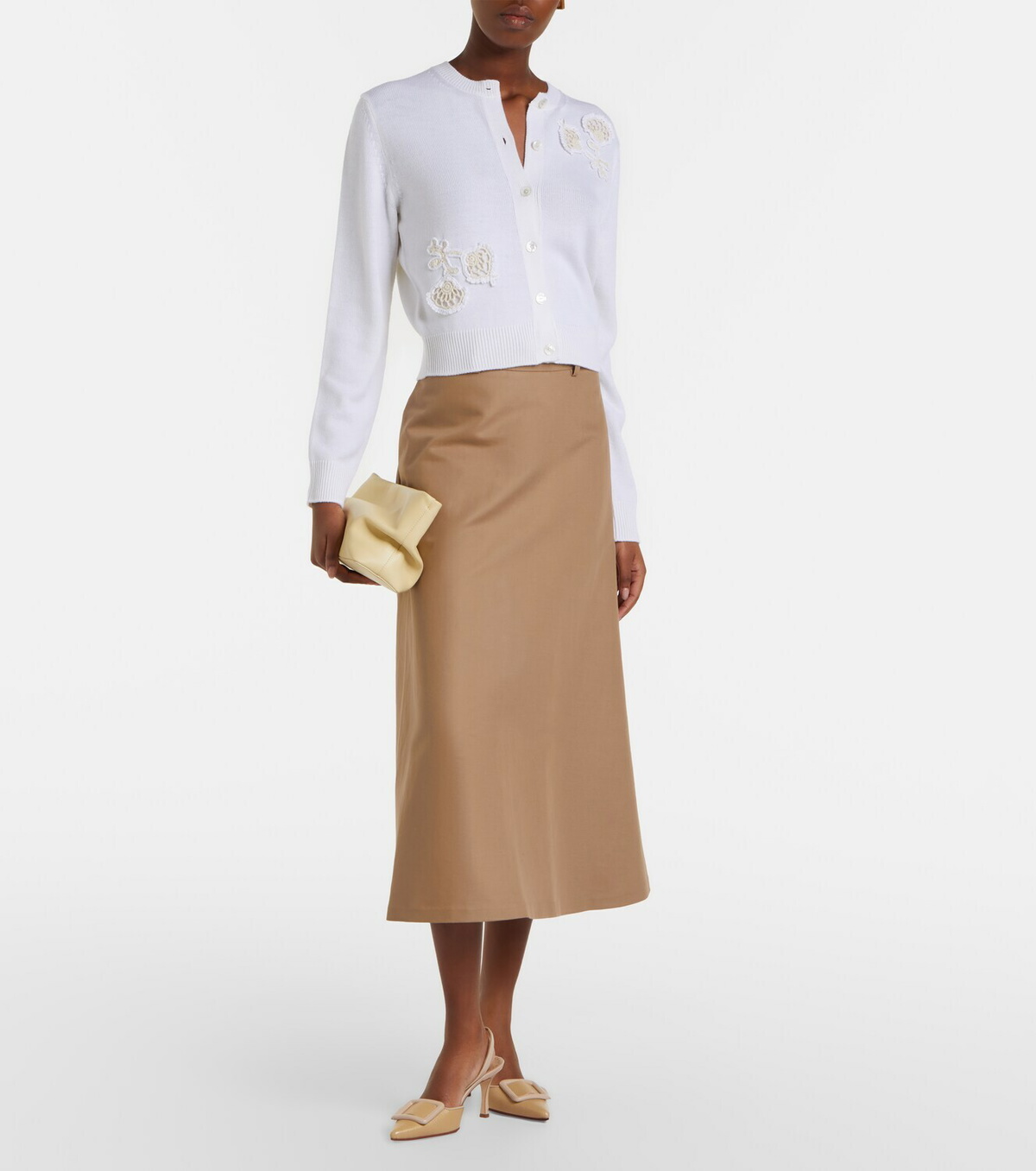Erdem Floral-appliqué wool cardigan