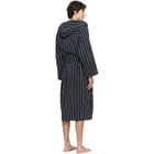 Tekla Black & White Terry Hooded Bathrobe
