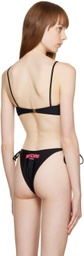Moschino Black Straight Neck Bikini Top