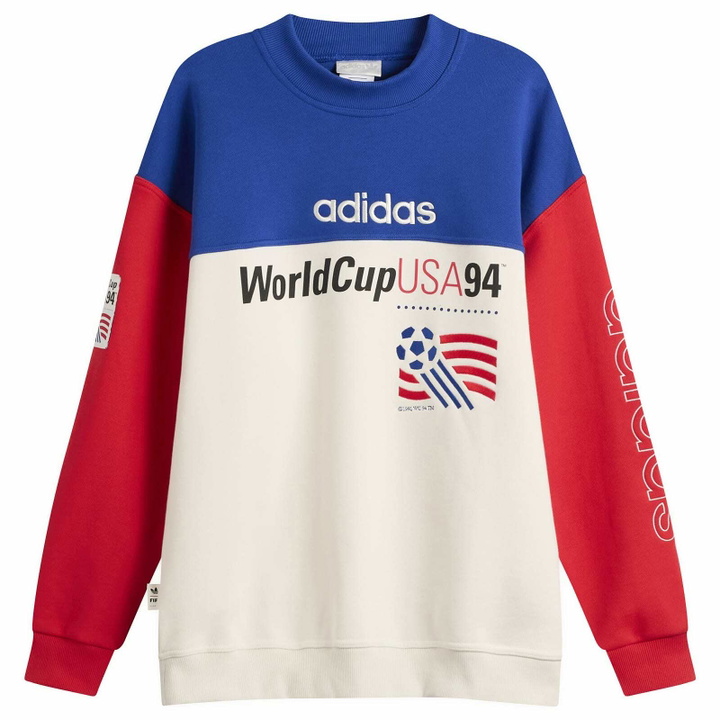 Photo: Adidas Men's Graphic Sweatshirt in Team Royal Blue/Cloud White