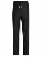 Mr P. - Tapered Virgin Wool and Cashmere-Blend Drawstring Trousers - Black