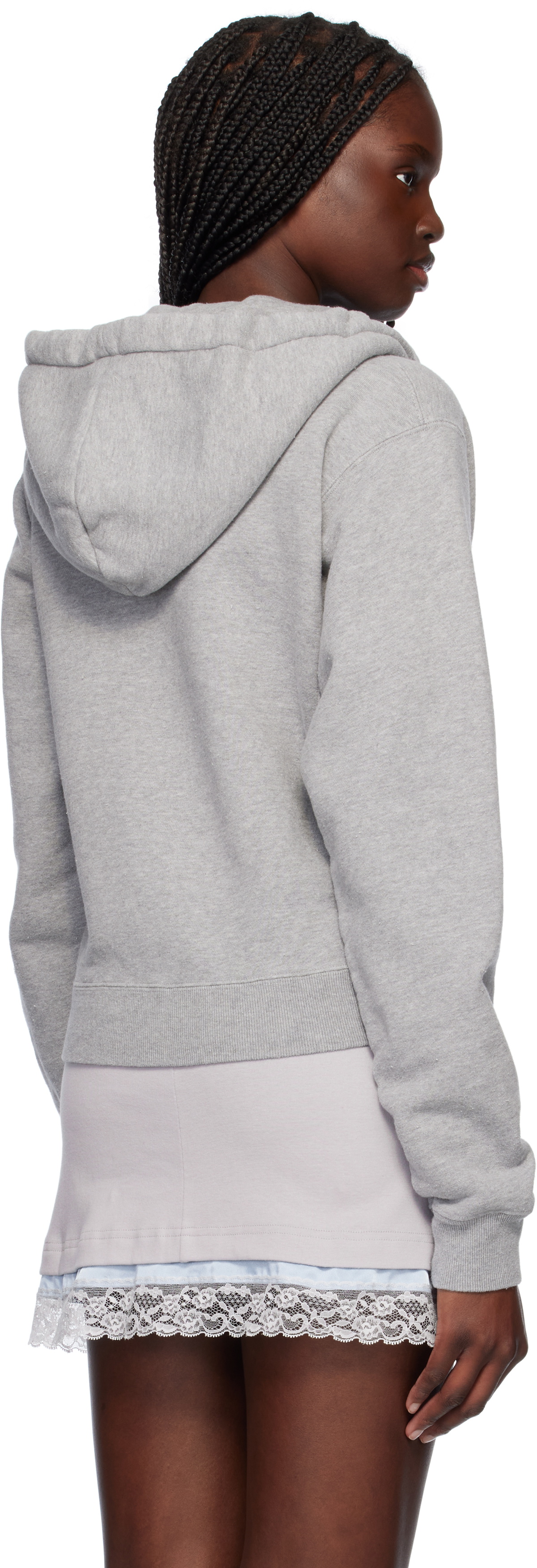 AMBUSH Gray 'AMB' Graphic Zip-Up Hoodie