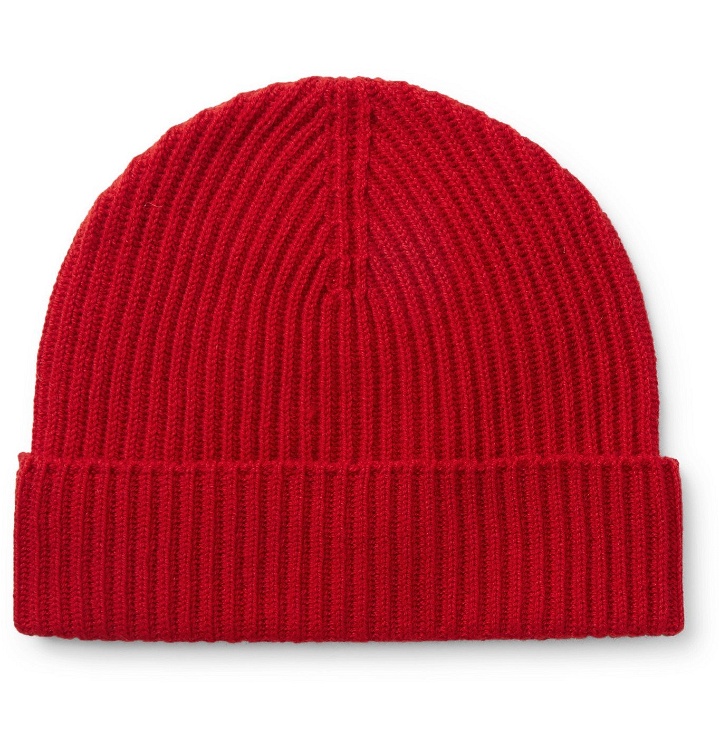 Photo: Johnstons of Elgin - Ribbed Cashmere Beanie - Red