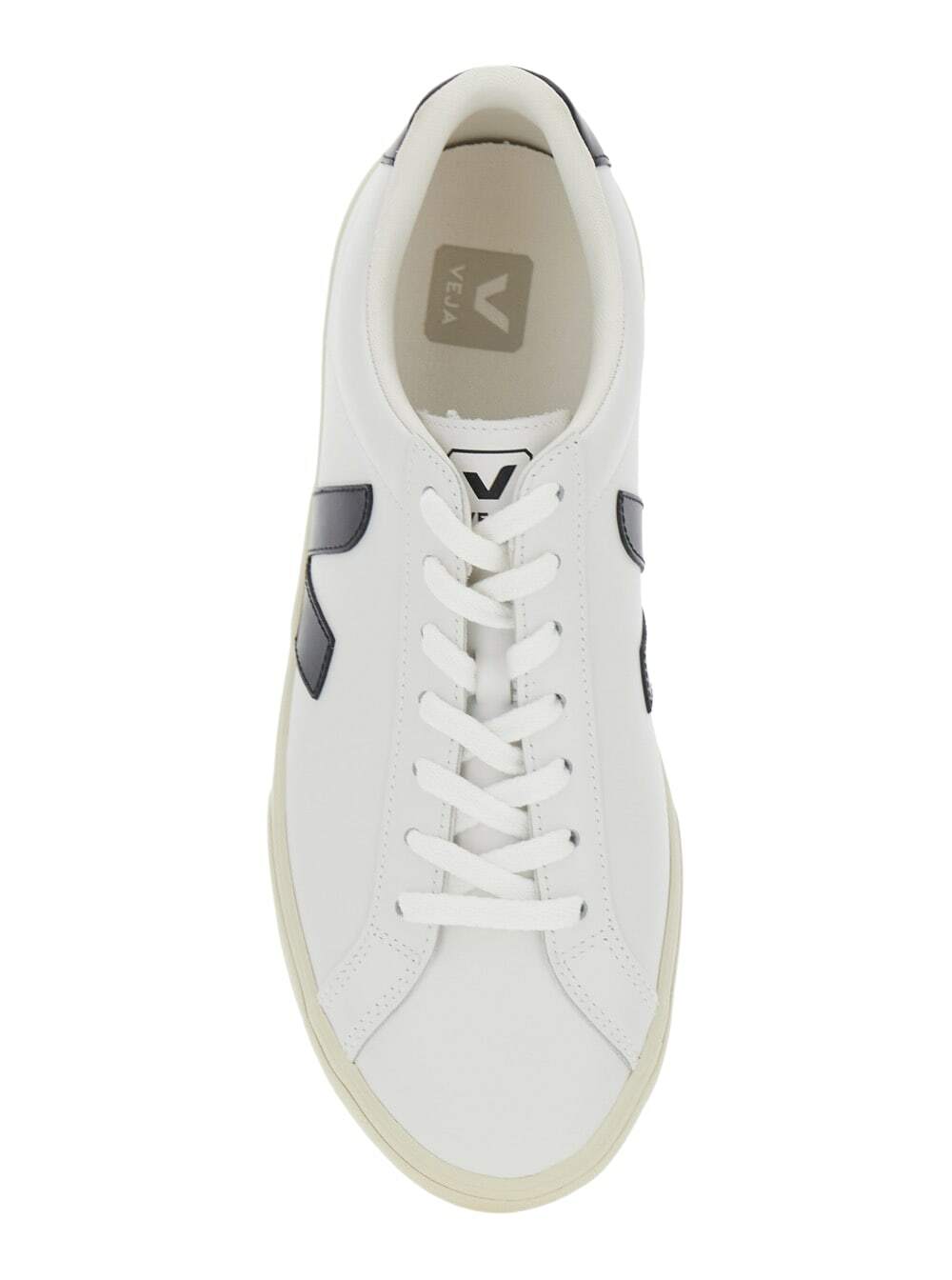Veja esplar White Low Top Sneakers With Contrasting Heel With Logo Lettering And Logo Patch On The Side In Leather Unisex