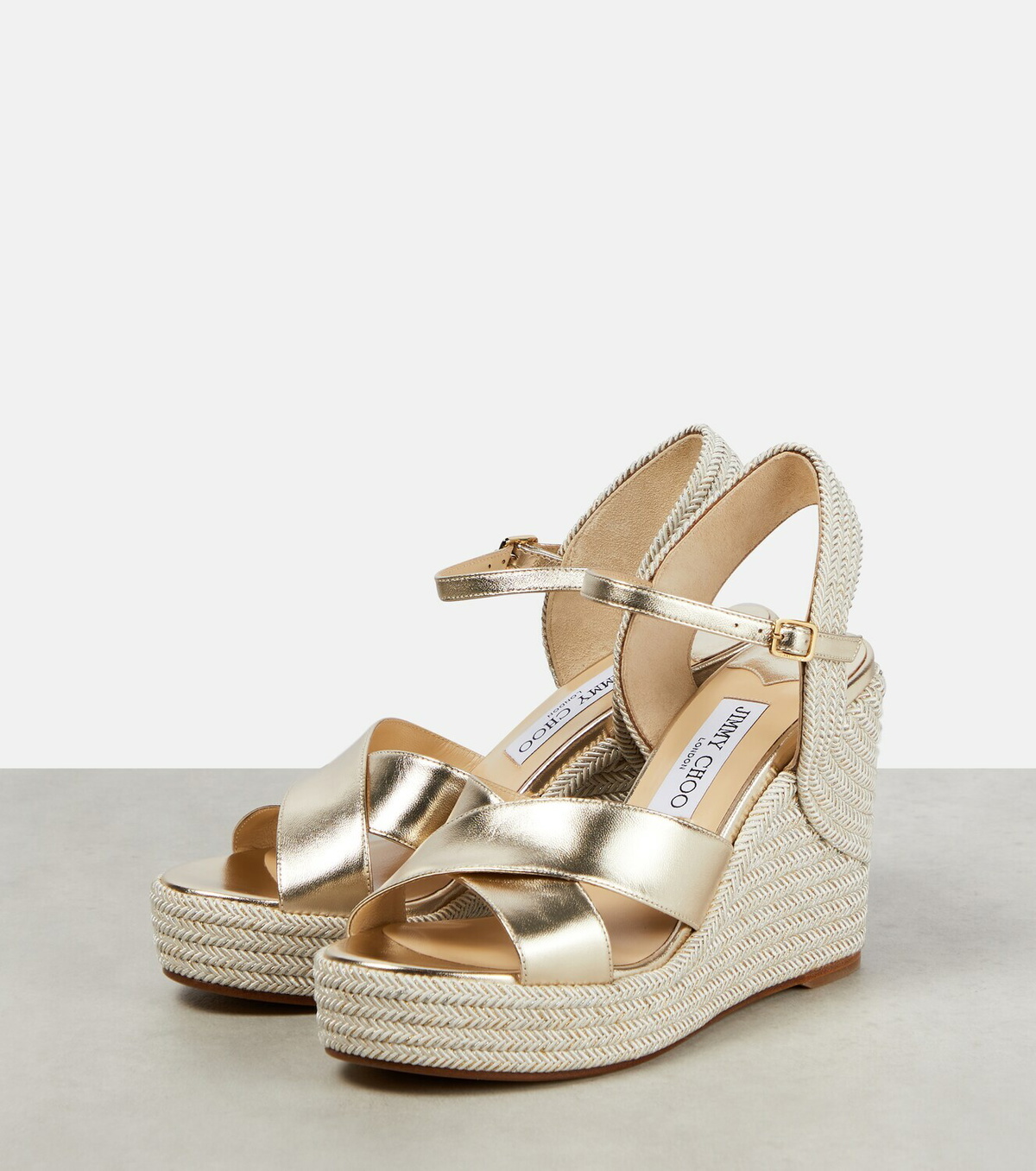 Jimmy Choo - Dellena 100 metallic leather wedge sandals Jimmy Choo