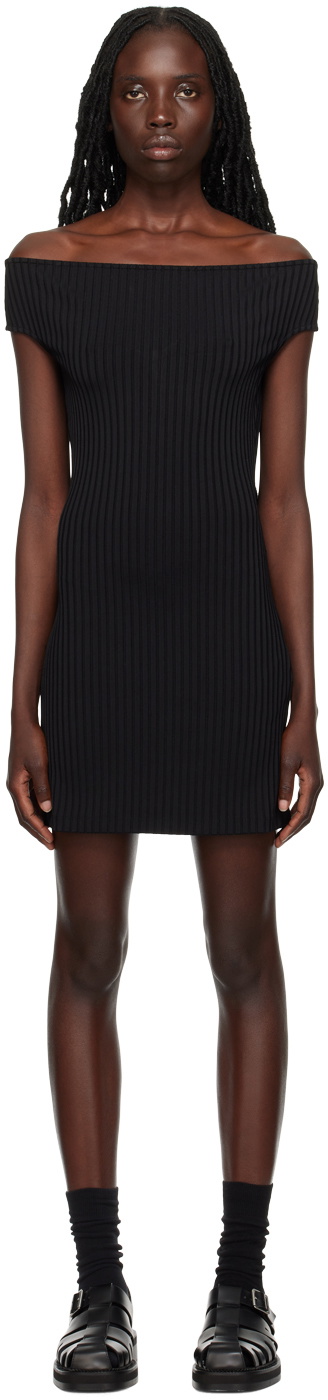 AMI Alexandre Mattiussi Black Off-The-Shoulder Minidress