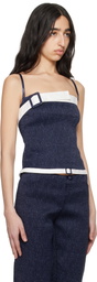 SUPER YAYA Navy & White Audrey Belt Tank Top