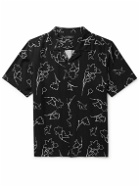 Theory - Irving Camp-Collar Floral-Print Lyocell Shirt - Black