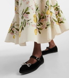 Giambattista Valli Bow-detail velvet ballet flats