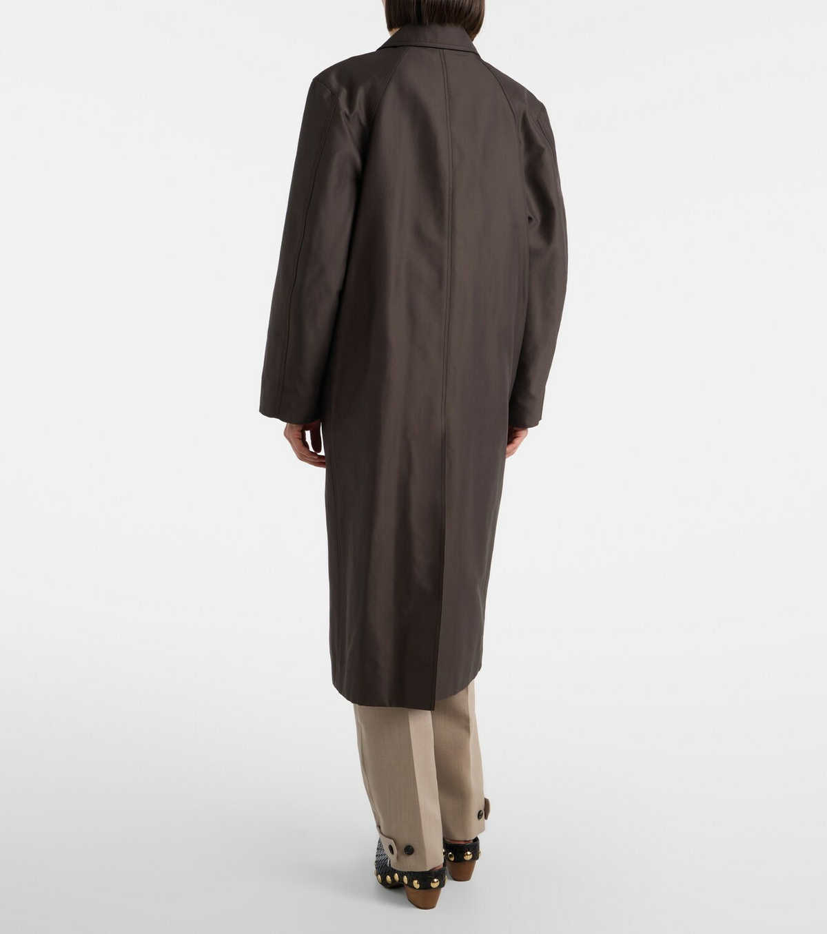 Bottega Veneta Intrecciato leather-trimmed trench coat