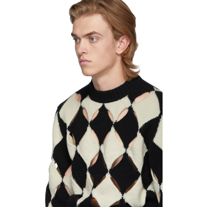 Stefan Cooke Black and White Slashed Sweater Stefan Cooke