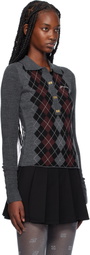 GANNI Gray Knitted Polo