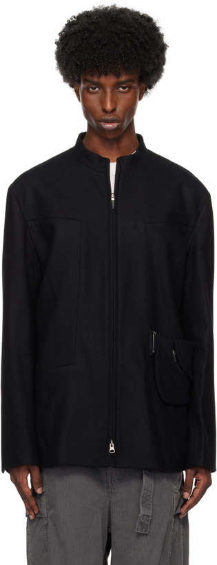 Photo: HYEIN SEO Black Suit & Waist Bag Jacket