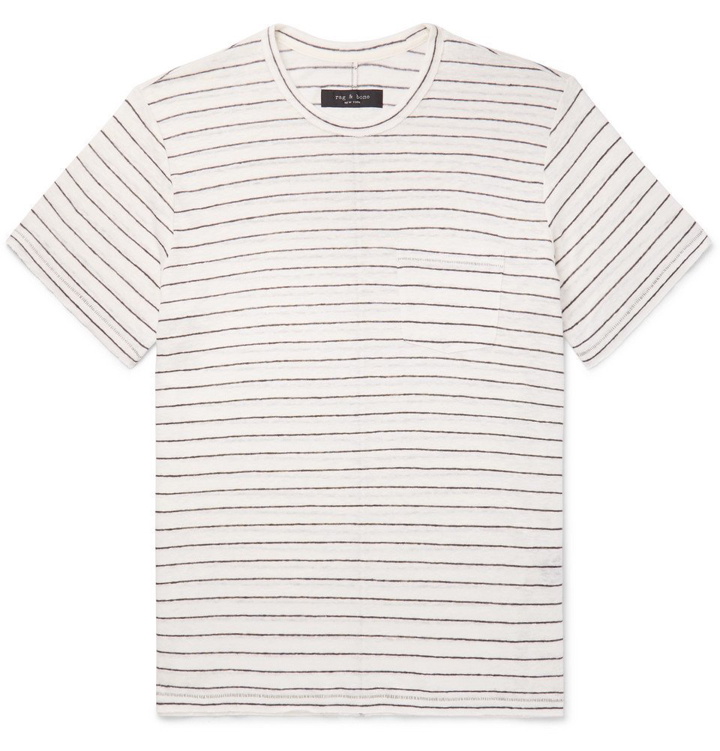 Photo: rag & bone - Striped Slub Linen-Jersey T-Shirt - Beige