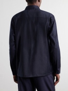 NN07 - Freddy 10052 Pinstriped Wool-Blend Flannel Shirt - Blue