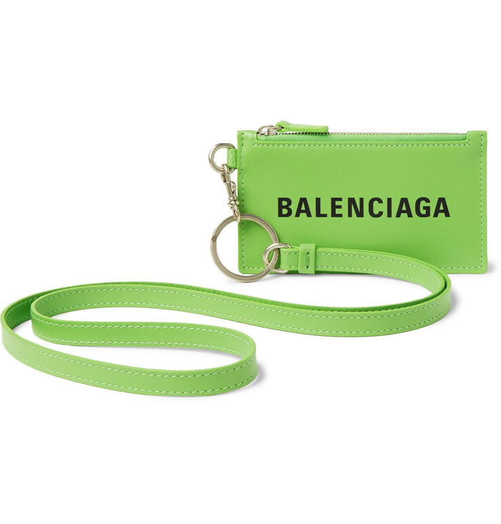 Photo: Balenciaga - Logo-Print Leather Cardholder - Green