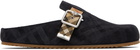 Burberry Black Check Suede Urchin Clogs