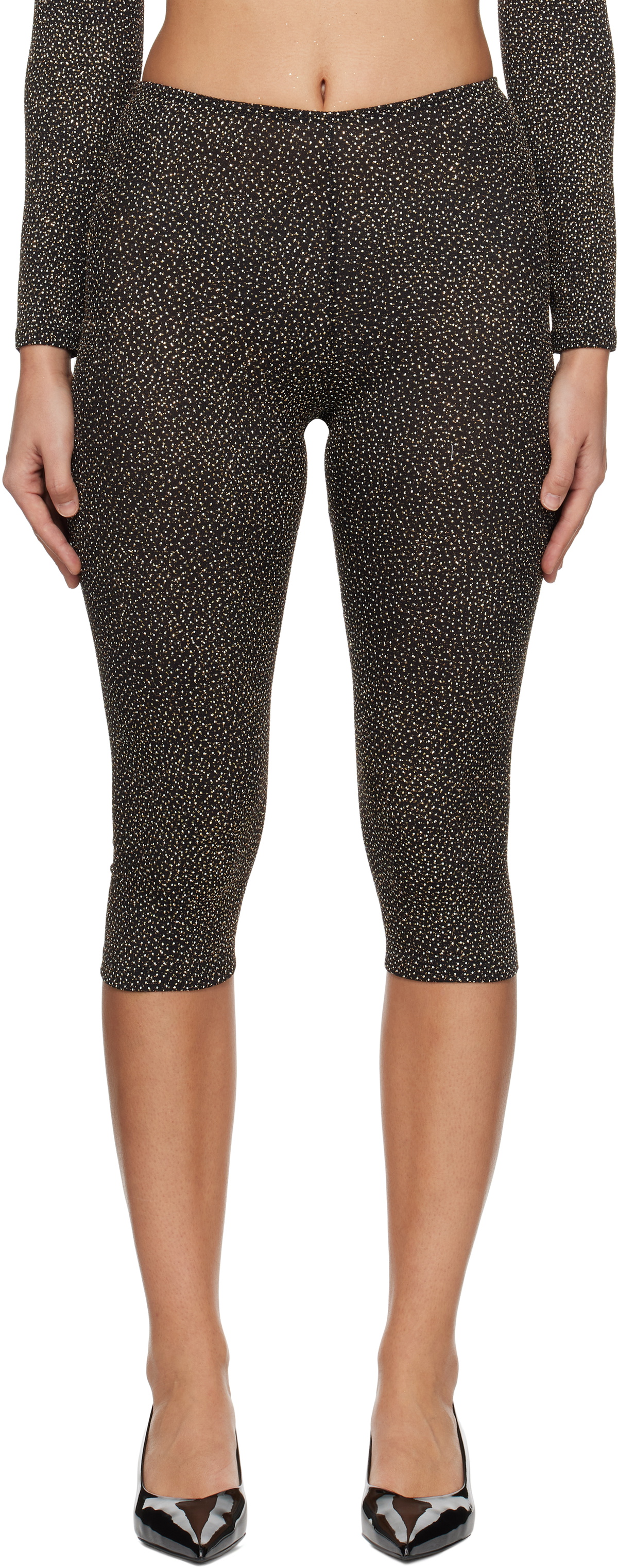 Beaufille Black & Gold Cassia Capri Leggings