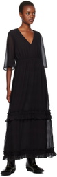 GANNI Black Pleated Maxi Dress
