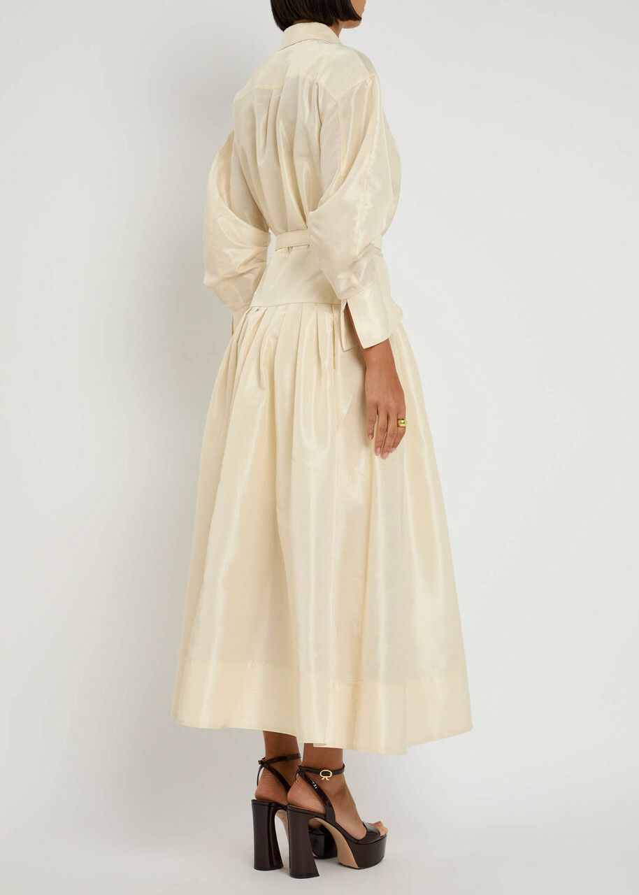 Rebecca Vallance Maple Taffeta Maxi Shirt Dress Cream