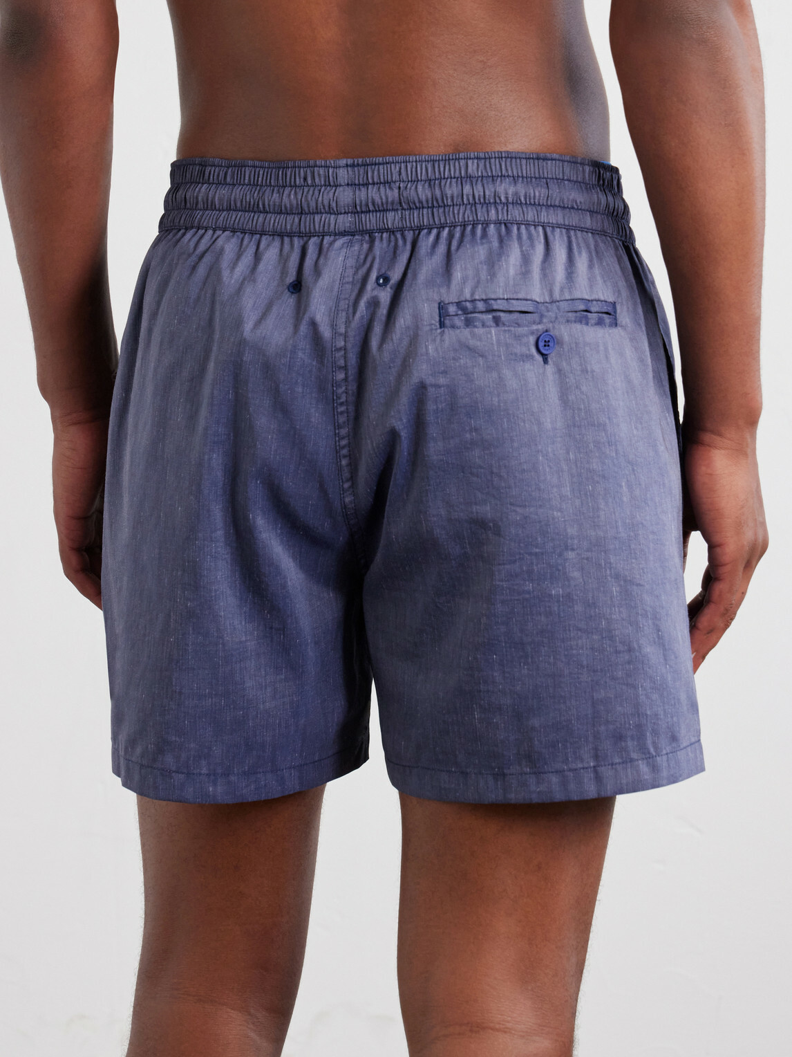 Frescobol Carioca - Rio Straight-Leg Linen Blend Swim Short - Blue
