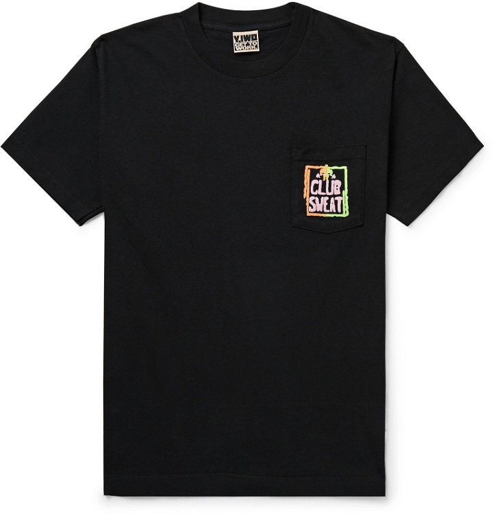 Photo: Y,IWO - Club Sweat Printed Cotton-Jersey T-Shirt - Black