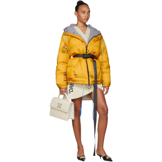 Off-White Yellow Down Industrial Zipped Puffer Jacket Off-White