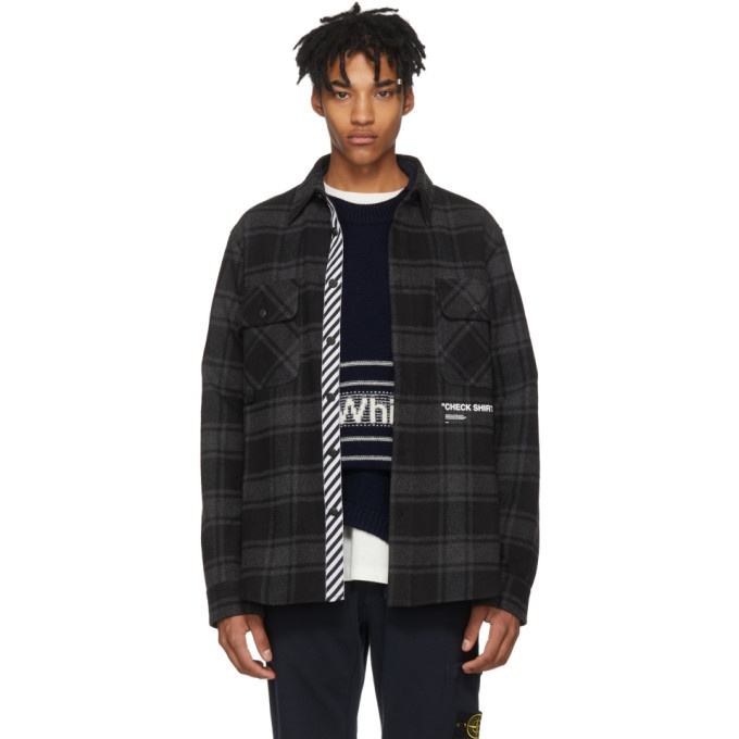 Photo: Off-White Grey and Black Flannel Quote Shirt