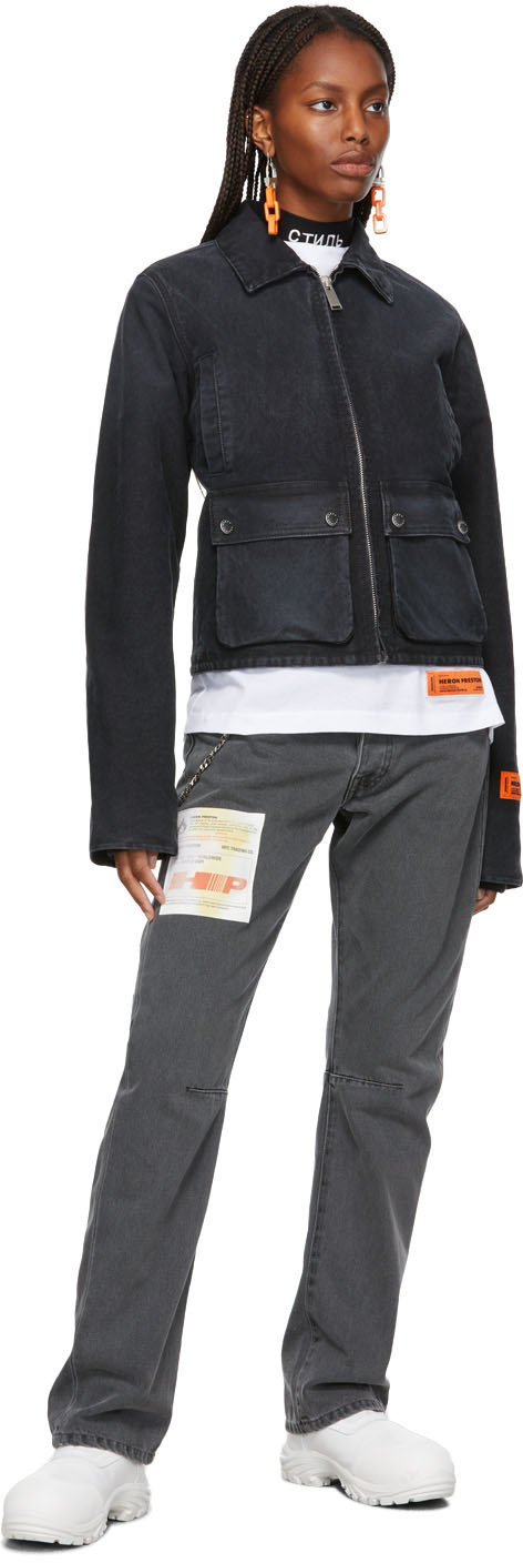 Heron Preston: Black Gradient Regular Denim Jacket